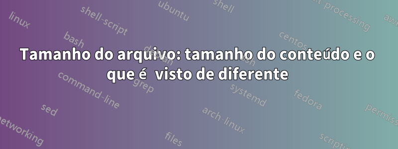 Tamanho do arquivo: tamanho do conteúdo e o que é visto de diferente