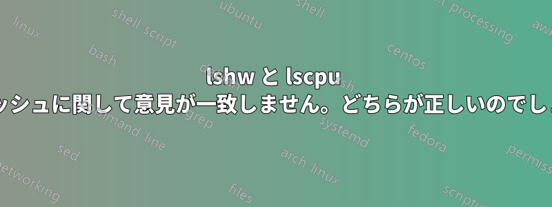 lshw と lscpu はキャッシュに関して意見が一致しません。どちらが正しいのでしょうか?