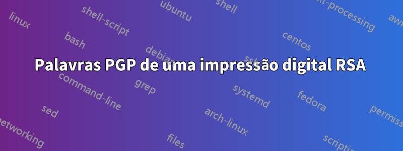 Palavras PGP de uma impressão digital RSA