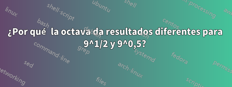 ¿Por qué la octava da resultados diferentes para 9^1/2 y 9^0,5?