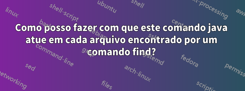 Como posso fazer com que este comando java atue em cada arquivo encontrado por um comando find?