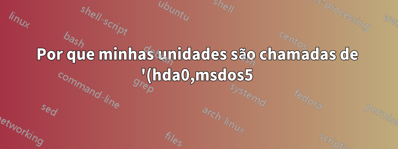 Por que minhas unidades são chamadas de '(hda0,msdos5)' etc no grub em vez de (hda0,5), (hda0,sda5) etc que você costuma ver?