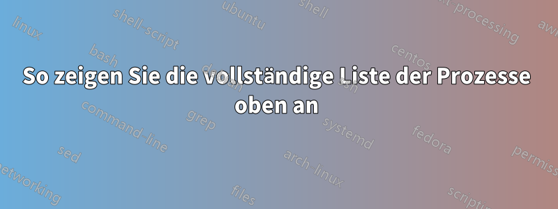 So zeigen Sie die vollständige Liste der Prozesse oben an