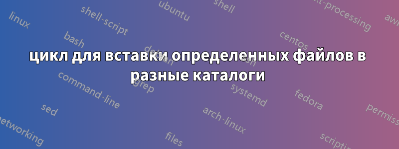 цикл для вставки определенных файлов в разные каталоги