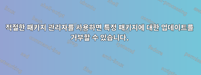 적절한 패키지 관리자를 사용하면 특정 패키지에 대한 업데이트를 거부할 수 있습니다.