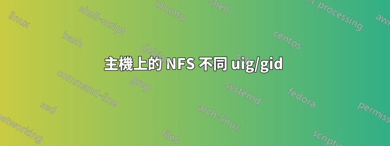 主機上的 NFS 不同 uig/gid