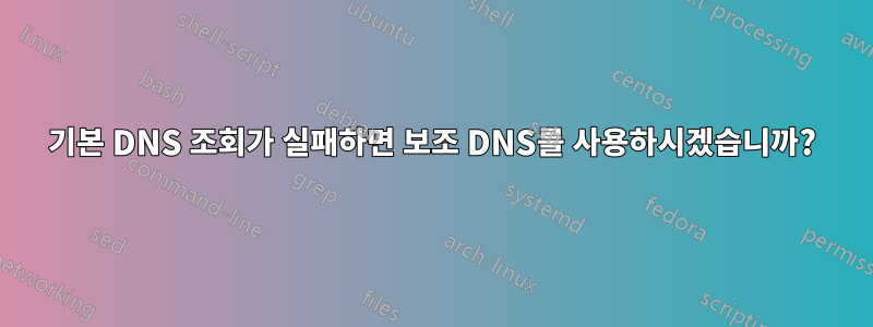 기본 DNS 조회가 실패하면 보조 DNS를 사용하시겠습니까?