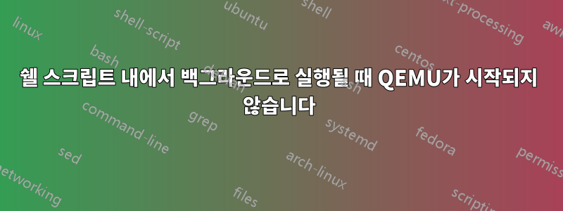 쉘 스크립트 내에서 백그라운드로 실행될 때 QEMU가 시작되지 않습니다