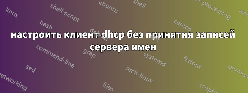 настроить клиент dhcp без принятия записей сервера имен