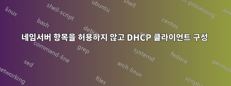 네임서버 항목을 허용하지 않고 DHCP 클라이언트 구성