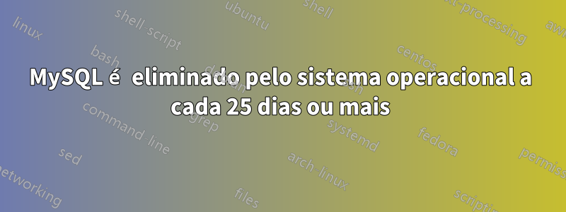 MySQL é eliminado pelo sistema operacional a cada 25 dias ou mais