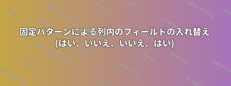 固定パターンによる列内のフィールドの入れ替え (はい、いいえ、いいえ、はい)