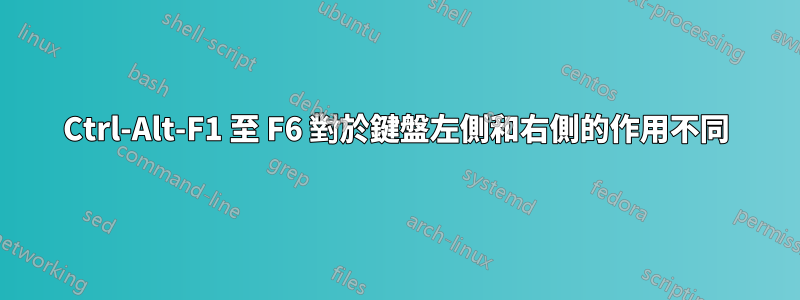 Ctrl-Alt-F1 至 F6 對於鍵盤左側和右側的作用不同