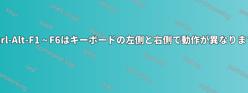 Ctrl-Alt-F1～F6はキーボードの左側と右側で動作が異なります
