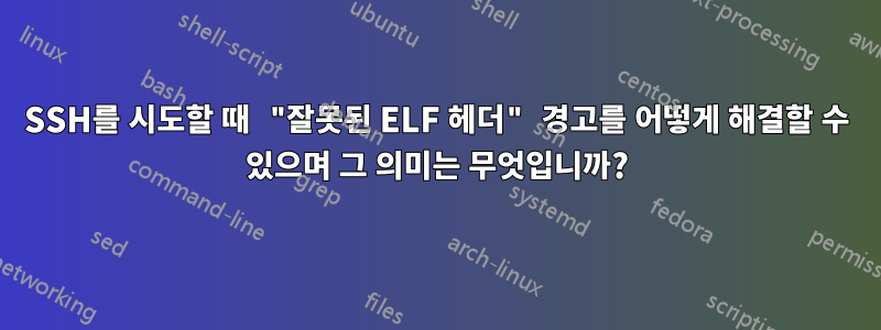 SSH를 시도할 때 "잘못된 ELF 헤더" 경고를 어떻게 해결할 수 있으며 그 의미는 무엇입니까?