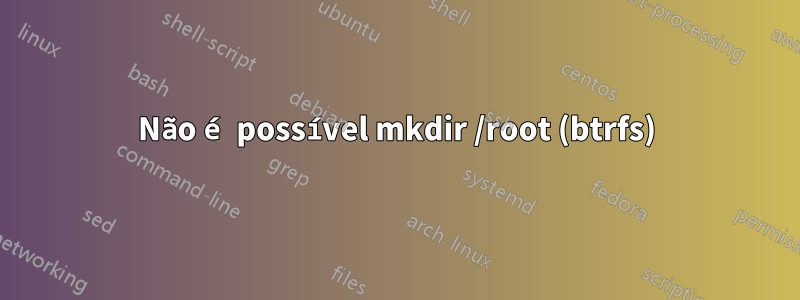Não é possível mkdir /root (btrfs)