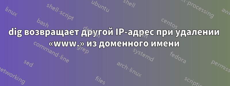 dig возвращает другой IP-адрес при удалении «www.» из доменного имени