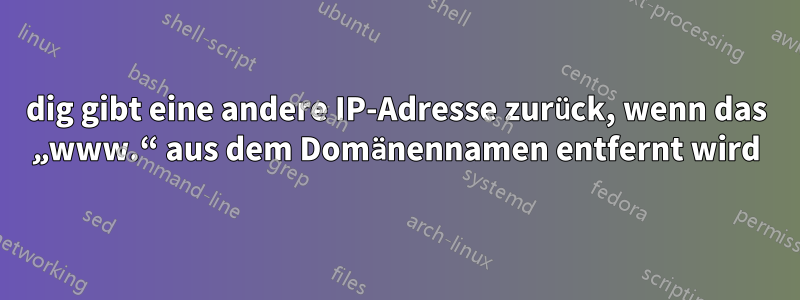 dig gibt eine andere IP-Adresse zurück, wenn das „www.“ aus dem Domänennamen entfernt wird