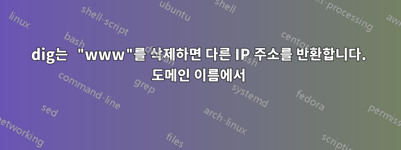 dig는 "www"를 삭제하면 다른 IP 주소를 반환합니다. 도메인 이름에서