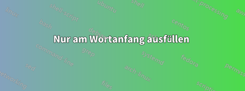 Nur am Wortanfang ausfüllen