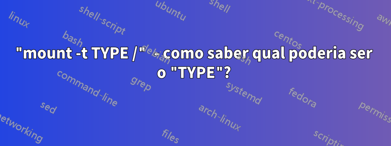 "mount -t TYPE /" - como saber qual poderia ser o "TYPE"?