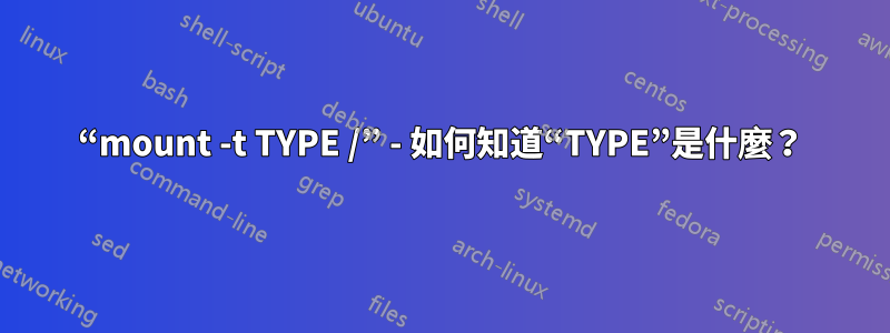 “mount -t TYPE /” - 如何知道“TYPE”是什麼？