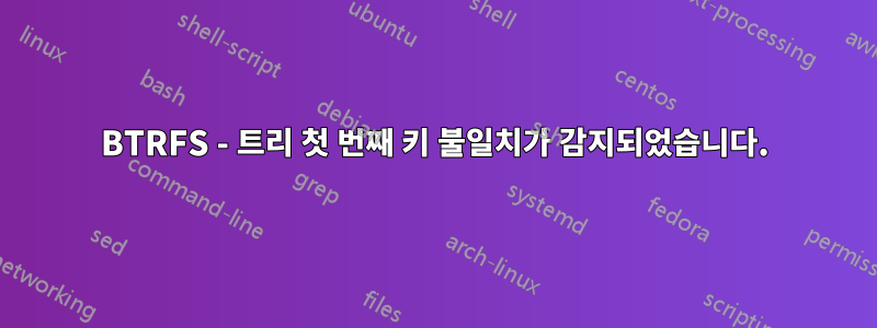 BTRFS - 트리 첫 번째 키 불일치가 감지되었습니다.