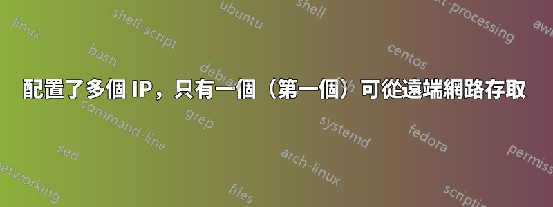 配置了多個 IP，只有一個（第一個）可從遠端網路存取