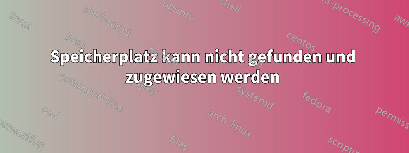 Speicherplatz kann nicht gefunden und zugewiesen werden
