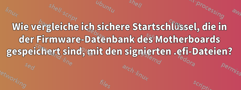 Wie vergleiche ich sichere Startschlüssel, die in der Firmware-Datenbank des Motherboards gespeichert sind, mit den signierten .efi-Dateien?