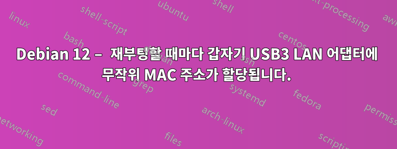 Debian 12 – 재부팅할 때마다 갑자기 USB3 LAN 어댑터에 무작위 MAC 주소가 할당됩니다.