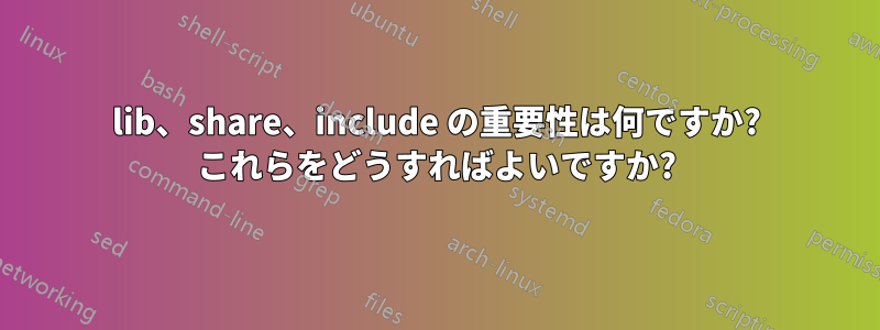 lib、share、include の重要性は何ですか? これらをどうすればよいですか?