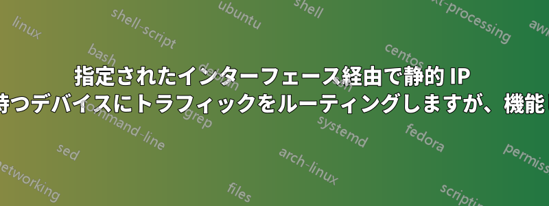 指定されたインターフェース経由で静的 IP アドレスを持つデバイスにトラフィックをルーティングしますが、機能しませんか?