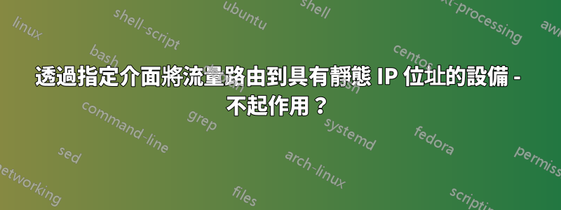 透過指定介面將流量路由到具有靜態 IP 位址的設備 - 不起作用？