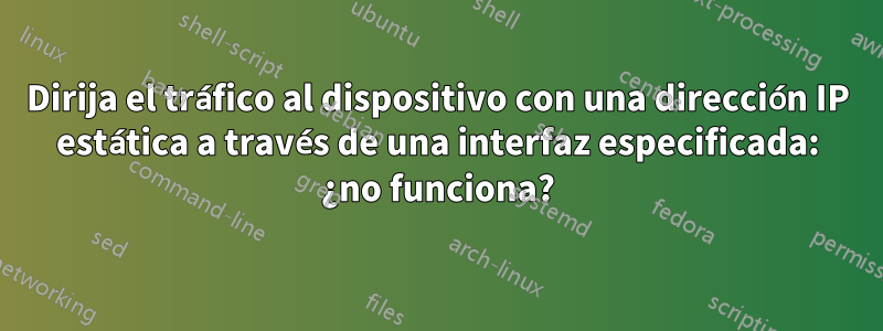 Dirija el tráfico al dispositivo con una dirección IP estática a través de una interfaz especificada: ¿no funciona?