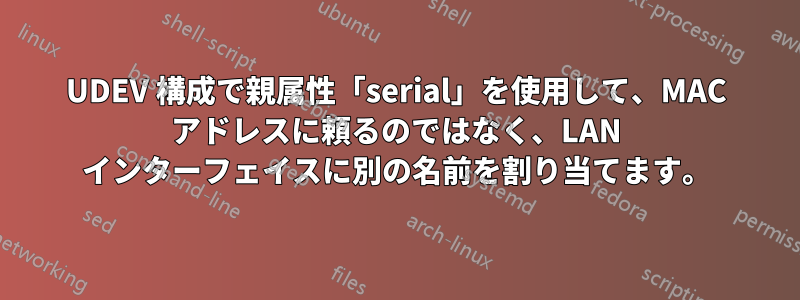 UDEV 構成で親属性「serial」を使用して、MAC アドレスに頼るのではなく、LAN インターフェイスに別の名前を割り当てます。