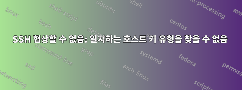 SSH 협상할 수 없음: 일치하는 호스트 키 유형을 찾을 수 없음