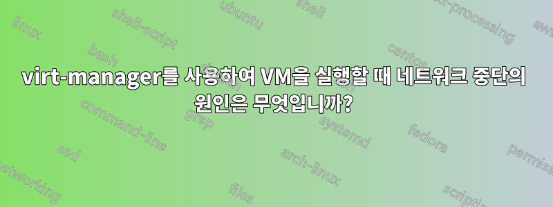 virt-manager를 사용하여 VM을 실행할 때 네트워크 중단의 원인은 무엇입니까?