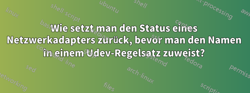 Wie setzt man den Status eines Netzwerkadapters zurück, bevor man den Namen in einem Udev-Regelsatz zuweist?