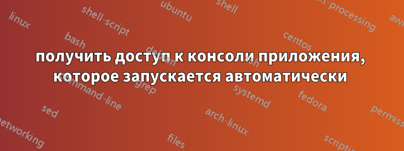 получить доступ к консоли приложения, которое запускается автоматически