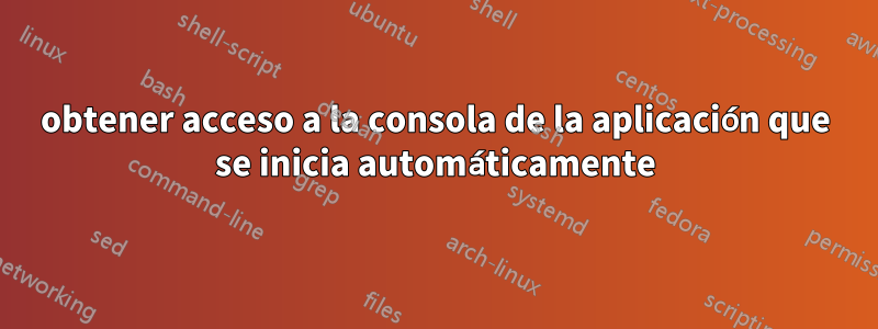 obtener acceso a la consola de la aplicación que se inicia automáticamente