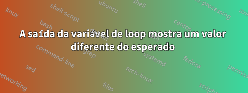 A saída da variável de loop mostra um valor diferente do esperado