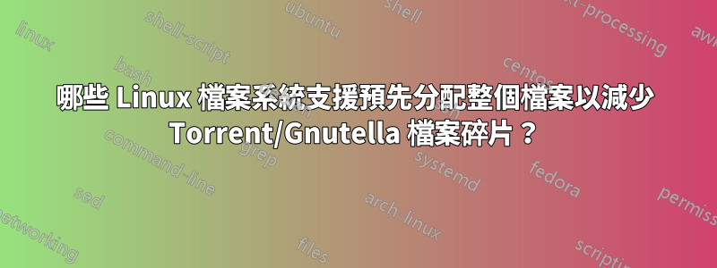 哪些 Linux 檔案系統支援預先分配整個檔案以減少 Torrent/Gnutella 檔案碎片？