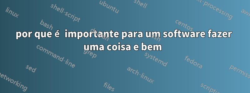 por que é importante para um software fazer uma coisa e bem 