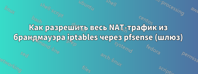 Как разрешить весь NAT-трафик из брандмауэра iptables через pfsense (шлюз)