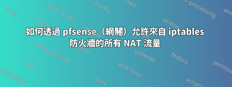 如何透過 pfsense（網關）允許來自 iptables 防火牆的所有 NAT 流量