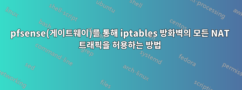 pfsense(게이트웨이)를 통해 iptables 방화벽의 모든 NAT 트래픽을 허용하는 방법