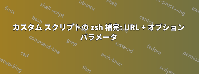 カスタム スクリプトの zsh 補完: URL + オプション パラメータ