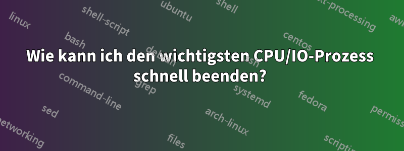 Wie kann ich den wichtigsten CPU/IO-Prozess schnell beenden?