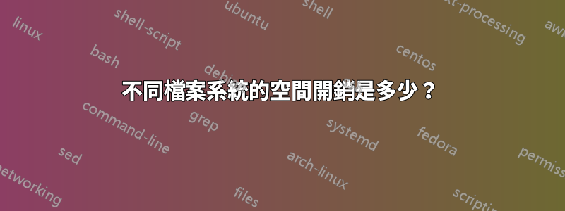 不同檔案系統的空間開銷是多少？